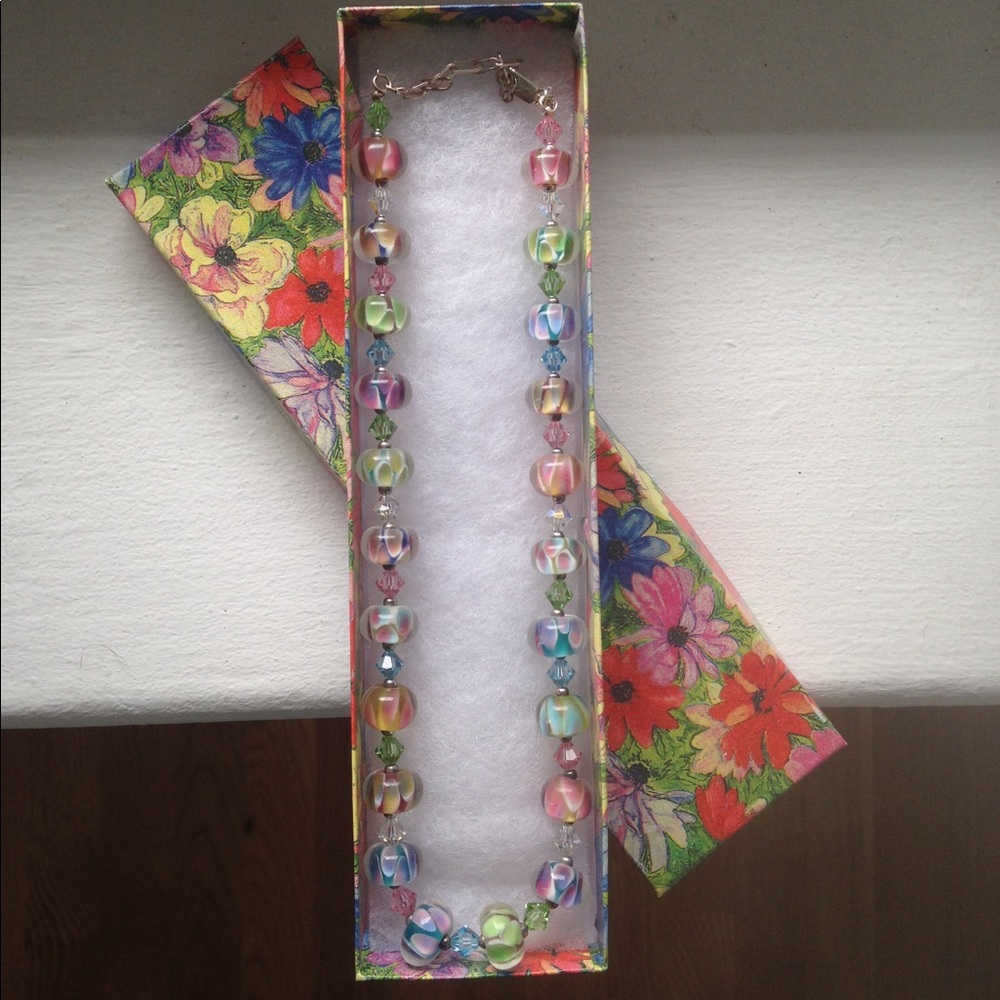 SOLD - Colorful Glass Bead Statement Necklace